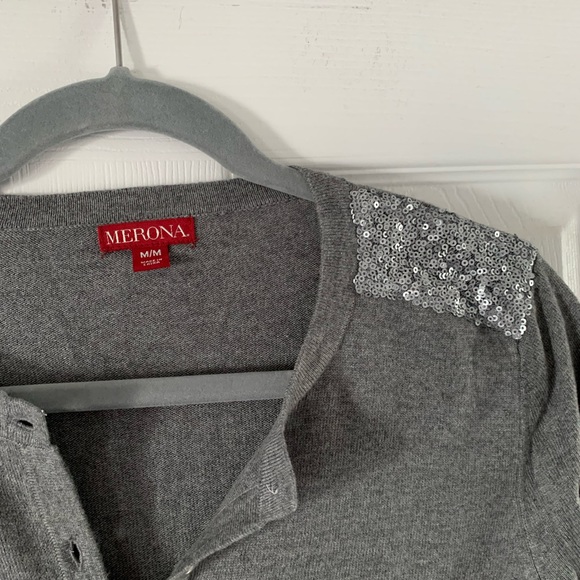 Gray cardigan with sequins - Picture 2 of 3